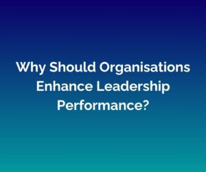 'Why Should Organisations Enhance Leadership Performance?' written in blue across the centre of a blended blue background